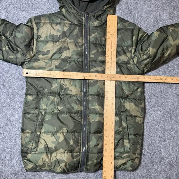 Under Armour Storm Jacket Youth L Green Camo Hooded Puffer Full Zip Reversible - Picture 8 of 12
